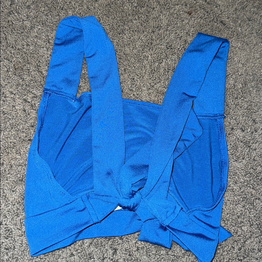 Blue Tie-Back Crop Top